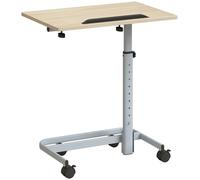 HOMCOM Table d'appoint de salon à hauteur réglable avec 4 roulettes, en bois et métal, 60x40x72-93.5 cm, Chêne