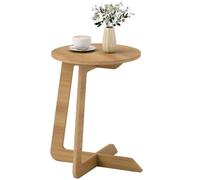 HOMCOM Table d'appoint en C, Salon Chambre Naturel | Table d'appoint ronde pour petits espaces