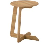 HOMCOM Table d'Appoint en Forme C, Plateau Rond Ø 36 cm, Table Basse Moderne, Compact, Montage par Clipsage, Effet Bois Naturel
