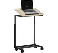 HOMCOM Table d'appoint en forme de C, table basse à hauteur réglable avec roulettes, table basse pour ordinateur portable pour petites pièces, salon, 55 x 36 x 62,5-82,5 cm, blanc