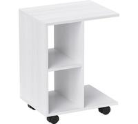 HOMCOM Table d'appoint en forme de C, table basse à roulettes, table basse, table basse portable, pour petits espaces, 45 x 35 x 58 cm, blanc