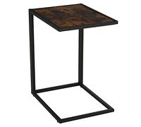 HOMCOM Table d'appoint en Forme de C Table Basse Table d'ordinateur Portable pour Chambre à Coucher et Salon Petite Zone avec Structure métallique Style Industriel Métal MDF Brun Rustique 40,6 x 50,8