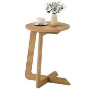 HOMCOM Table d'appoint en Forme de C, Table d'appoint Ronde, Montage Rapide, pour Petits espaces, Salon, Chambre à Coucher, Naturel