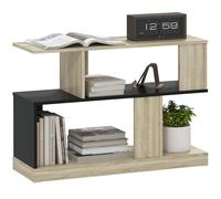 HOMCOM Table d'appoint en Forme de S, Bout de canapé à 3 Niveaux avec étagères de Rangement, Table Basse pour Salon, Chambre, 90 x 30 x 61 cm, Effet Bois Naturel et Noir