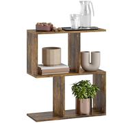 HOMCOM Table d'appoint en forme de S, table d'appoint étroite à 3 niveaux avec étagères de rangement, table de nuit moderne pour le salon, la chambre à coucher, 50L x 19,5P x 58H cm, brun rustique