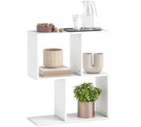 HOMCOM Table d'appoint en forme de S, Table d'appoint étroite à 3 niveaux avec étagères de rangement, Table de nuit moderne pour le salon, la chambre, 50L x 19,5P x 58H cm, Blanc