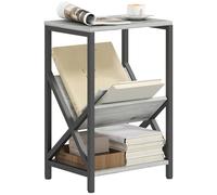 HOMCOM Table d'appoint étroite, Bout de canapé avec Rangement à 3 Niveaux, Porte-revues en V, Cadre en Acier, Table Basse Industrielle pour Salon, Chambre, 40 x 30 x 61 cm, Gris foncé