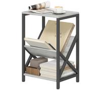 HOMCOM Table d'appoint étroite, bout de canapé rangement à 3 niveaux, porte-revues en V, cadre en acier, 40x30x61cm, gris foncé