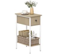HOMCOM Table d'appoint étroite Table d'appoint Industrielle avec tiroir, étagère Ouverte et Cadre en métal pour Le Salon et la Chambre 25x39,8x58,2 cm Naturel
