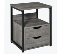 HOMCOM Table d'appoint industrielle avec tiroir, table de canapé, table de chevet avec étagère de rangement, table de nuit fine pour salon, chambre à coucher, gris