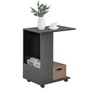 HOMCOM Table d'appoint Mobile en Forme de C avec Rangement et roulettes pour Ordinateur Portable, café, Snack, Noir