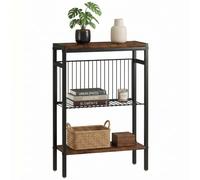 HOMCOM Table d'appoint petite table basse avec 2 étagères marron rustique