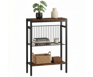 HOMCOM Table d'appoint petite table basse avec 2 étagères marron rustique