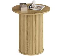 HOMCOM Table d'appoint Ronde Ø 48 cm Table Basse avec Pieds cannelés chêne