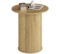 HOMCOM Table d'appoint Ronde Ø 48 cm Table Basse avec Pieds cannelés chêne | pour Salon, Chambre ou Petit Espace