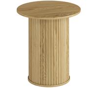 HOMCOM Table d'appoint ronde Ø 48 cm, table basse avec pieds cannelés pour salon, chambre ou petit espace, chêne