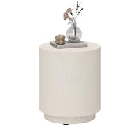 HOMCOM Table d'appoint ronde avec aspect béton - Table basse avec repose-pieds - Table basse de salon - Table basse pour salon, chambre à coucher - Diamètre : 37 x 43 cm - Blanc crème