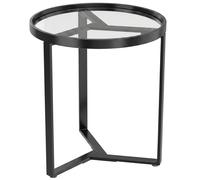 HOMCOM Table d'appoint ronde avec plateau en verre trempé et structure métallique géométrique pour petits espaces, Noir