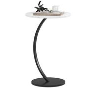 HOMCOM Table d'appoint Ronde en Forme de C avec Dessus Effet marbre, Table Basse Moderne avec Cadre en métal pour Salon, Chambre à Coucher, Bureau, Blanc