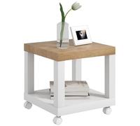 HOMCOM Table d'Appoint Roulante Table Basse 40x40x40 cm Bois Naturel Blanc