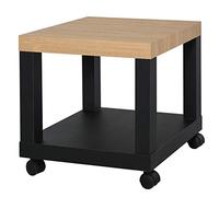 HOMCOM Table d'Appoint Roulante, Table Basse Moderne avec Étagère Ouverte, pour Salon, Chambre ou Bureau, 40 x 40 x 40 cm, Bois Naturel & Noir