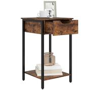 HOMCOM Table d'appoint, table basse au design industriel, table basse avec cadre en acier, pour salon, chambre à coucher, 40 x 40 x 68 cm, brun rustique