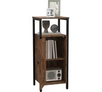 HOMCOM Table d'appoint, table basse au design industriel, table basse avec étagère réglable, pour salon, chambre à coucher, 34 x 30 x 80 cm, brun rustique