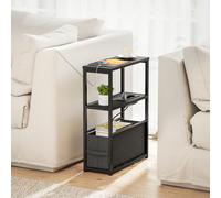 HOMCOM Table d'appoint Table basse avec prise, rangement, pour petits espaces, 45x18x60,2cm, Schwarz