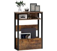 HOMCOM Table d'appoint, Table de Chevet, Bout de canapé, avec étagère à Deux Niveaux, Coins arrondis, Patins de Pieds réglables, pour Chambre, Salon, 46 x 18 x 58,5 cm, Brun Rustique