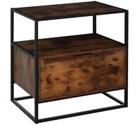 HOMCOM Table d'appoint Table de Chevet Console Meuble de Rangement Style Industriel Vintage Grand tiroir, étagère et Plateau Aspect Vieux Bois veinage métal Noir