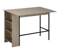 HomCom Table de bar Îlot central - gris clair, plateau rabattable, 3 étagères 120x76x91,4 cm