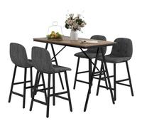 HOMCOM Table de Bar avec Tabouret de Bar, Ensemble de 5 pièces pour Manger, Table de Cuisine, Table de bistrot avec 4 chaises, Ensemble de Tables de Bar pour Cuisine, Salon, Acier, Gris foncé, 120 x
