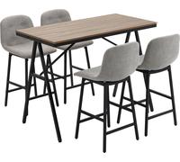 HOMCOM Ensemble Table de Bar avec Tabourets dans un Design Industriel, Bouton de Tuftage, 120 x 60 x 91 cm, Gris clair