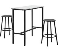 HOMCOM Table de bar avec tabouret de bar, set de 3 tables de bar, table de salle à manger avec 2 tabourets de bar, ensemble de salle à manger, table haute, table de cuisine pour salle à manger, acier,