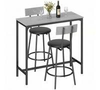 HOMCOM Table de Bar avec tabourets de Bar, Gain de Place, Gris
