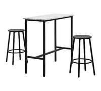 HOMCOM Table de bar avec tabouret de bar, set de 3 tables de bar, table de salle à manger avec 2 tabourets de bar, ensemble de salle à manger, table haute, table de cuisine pour salle à manger, acier,
