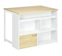 HOMCOM Table de bar extensible avec aile pliable Table de bistro avec compartiments de rangement et 1 porte pour cuisine à manger 116 x 79,5 x 91 cm Blanc