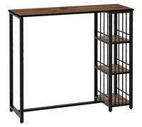 HomCom Table de bar haute mange-debout 3 étagères 120x40x105 cm acier noir/marron