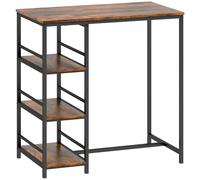 HOMCOM Table de bar mange-debout avec 3 étagères de rangement et cadre en acier, 90 x 50 x 90,5 cm, brun rustique, noir