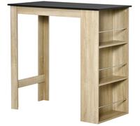 HOMCOM Table de bar table haute de cuisine mange-debout comptoir - dim. 112L x 57l x 106H cm - 3 étagères - aspect chêne clair noir
