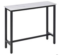 HOMCOM - table de bar - Panneaux de partiucules 1 - 120x40x100cm - Blanc aspect marbre, Noir