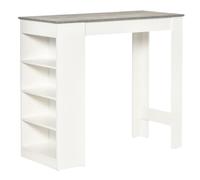 HOMCOM Table de Bar pour 2 Personnes Cuisine 115 x 50 x 102,7 cm Blanc Gris | Table Haute Mange Debout, 4 Étagères Ouvertes, pour Petits Espaces, Salon, Style Moderne