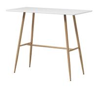 HOMCOM Table de Bar rectangulaire pour 4 Personnes 118 x 58 x 98 cm Blanc | Table Haute avec Pieds en Acier Effet Bois, Facile à Monter, pour Bar à Domicile, Salle à Manger