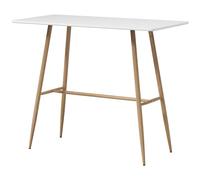 HOMCOM Table de Bar rectangulaire pour 4 Personnes, Table Haute avec Pieds en Acier Effet Bois, Table Bistro Facile à Monter, pour Bar à Domicile, Salle à Manger, 118 x 58 x 98 cm, Blanc