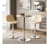 HOMCOM Table de Bar Réglable Pivotante 360° Base Ronde Table Haute de Bar pour Cuisine Salle à Manger Ø60x67-93 cm Bois Naturel