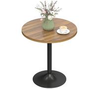 HOMCOM Table de Bar Ronde 60 cm, Table Haute Cuisine Mange-Debout avec Patins antidérapants, Cadre en métal, pour Cuisine, Salon, Noyer