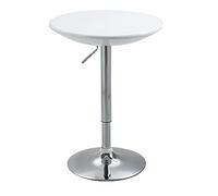 HOMCOM Table de Bar Ronde Mange-Debout Bistro pivotant Hauteur réglable 76-97cm piètement Acier métal chromé Plateau ABS Blanc