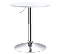 HOMCOM Table de Bar Ronde, Mange-Debout, Table de Bistro Haute, Hauteur réglable 69-93 cm, Base en métal et Plateau pivotant en Bois, Blanc