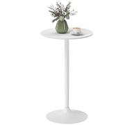 HOMCOM Table de Bar Ronde Table de Bistro Mange-Debout Table de Cuisine Style Contemporain avec Plateau Peint et Cadre en Acier dim. 60L x 60l x 102H cm Blanc