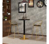 HOMCOM Table de bar ronde table de bistro table de cuisine style contemporain cadre en acier dim. 60L x 60l x 102H cm noir
